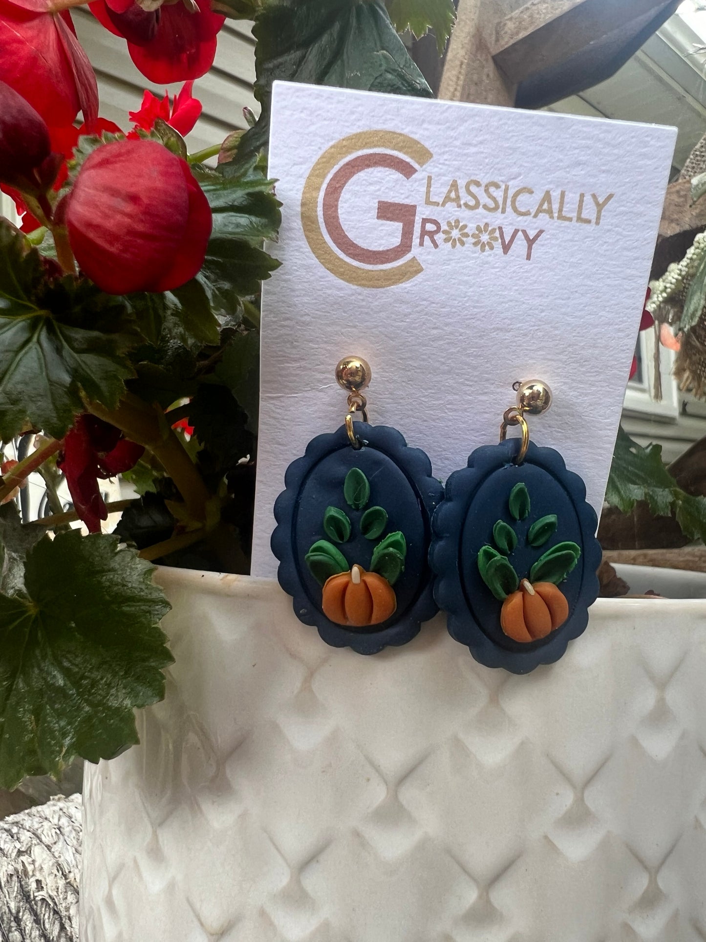 Framed Pumpkin Earrings