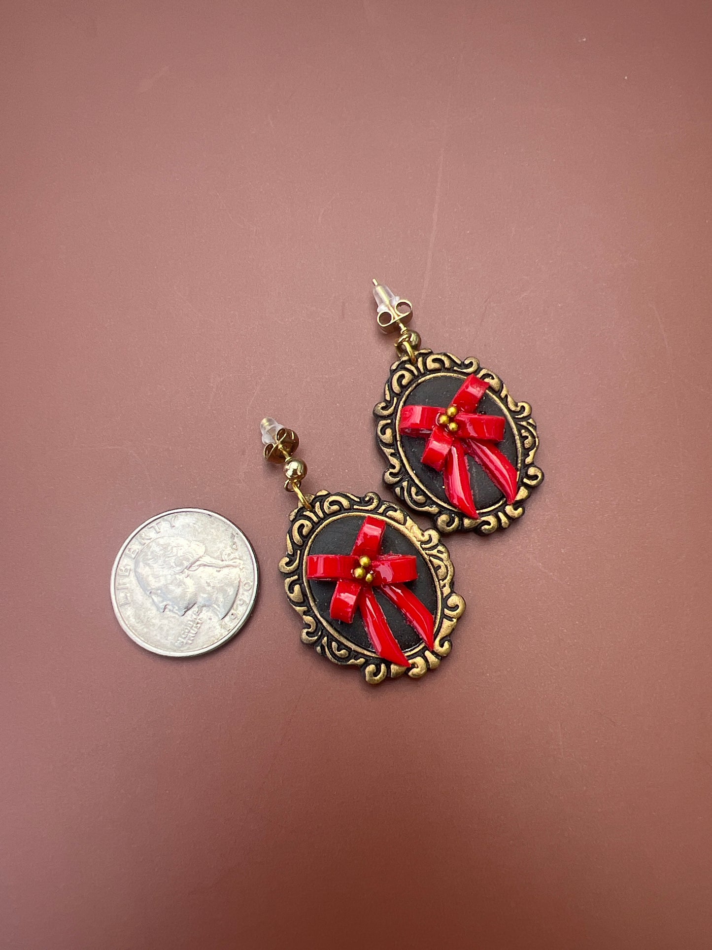 Gothic Bow Frame Stud Earrings