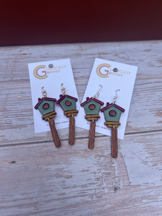 Bird House Earrings
