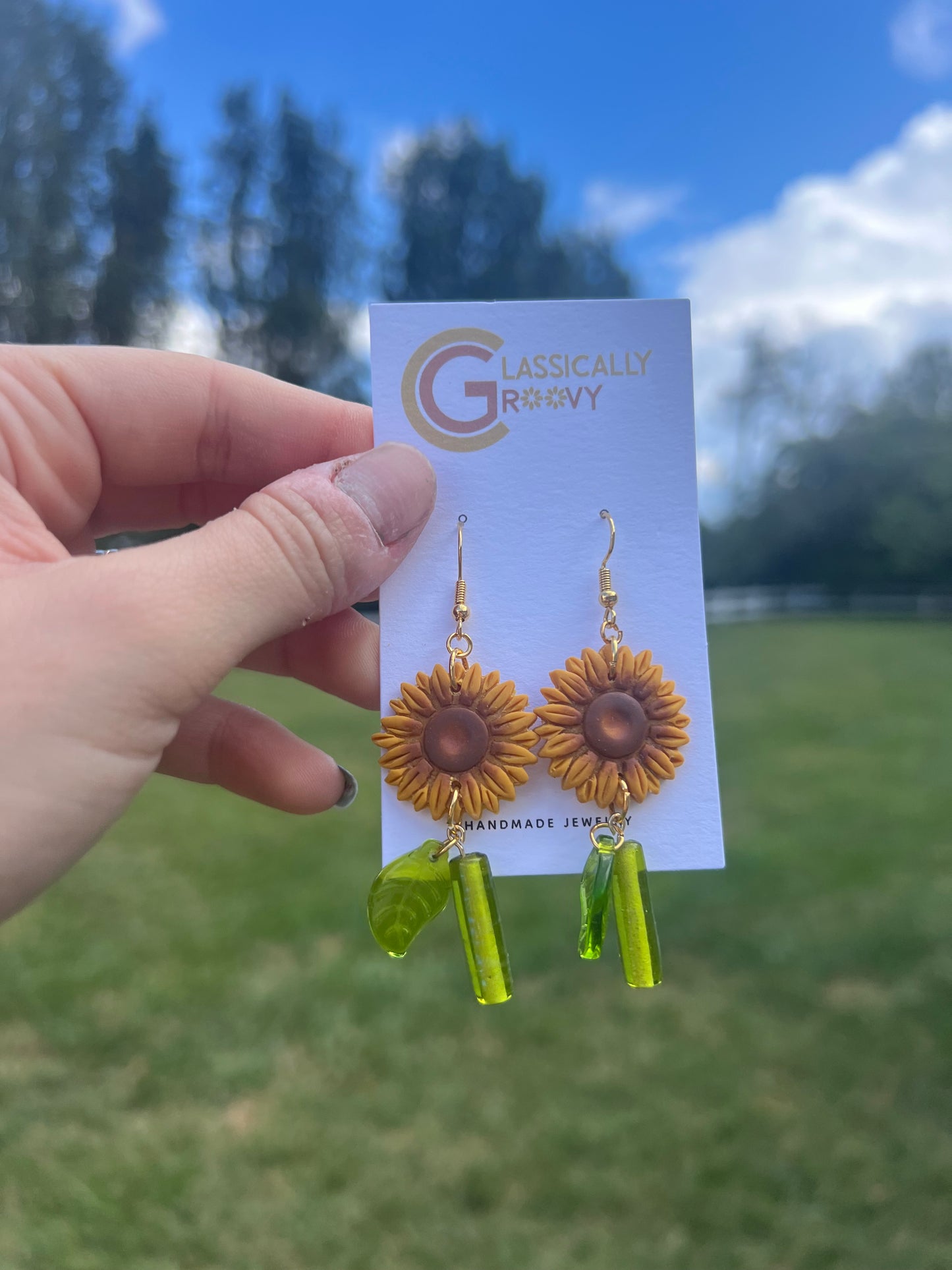 Beaded Sunflower Earrings