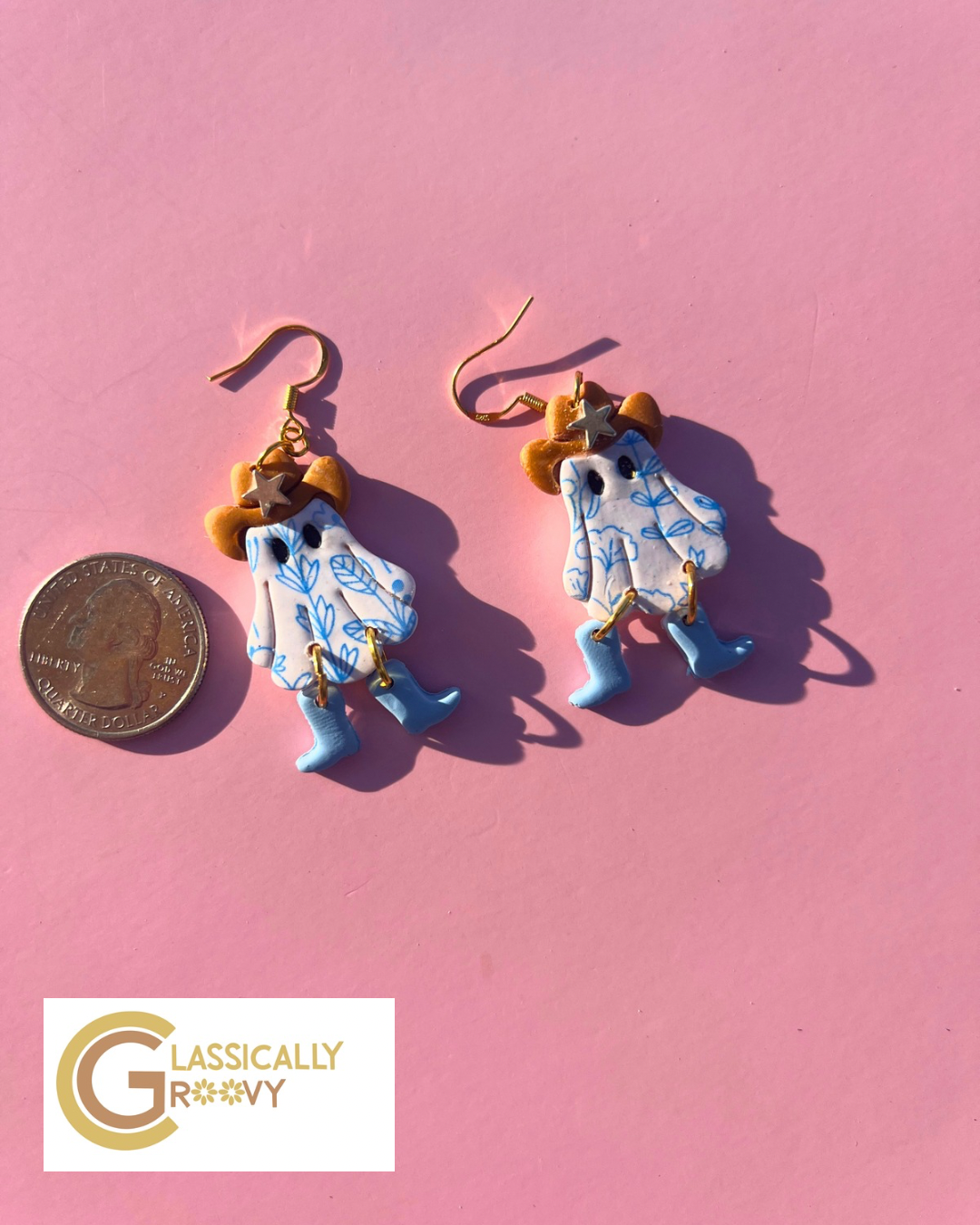 Porcelain Cowgirl Ghost Earrings