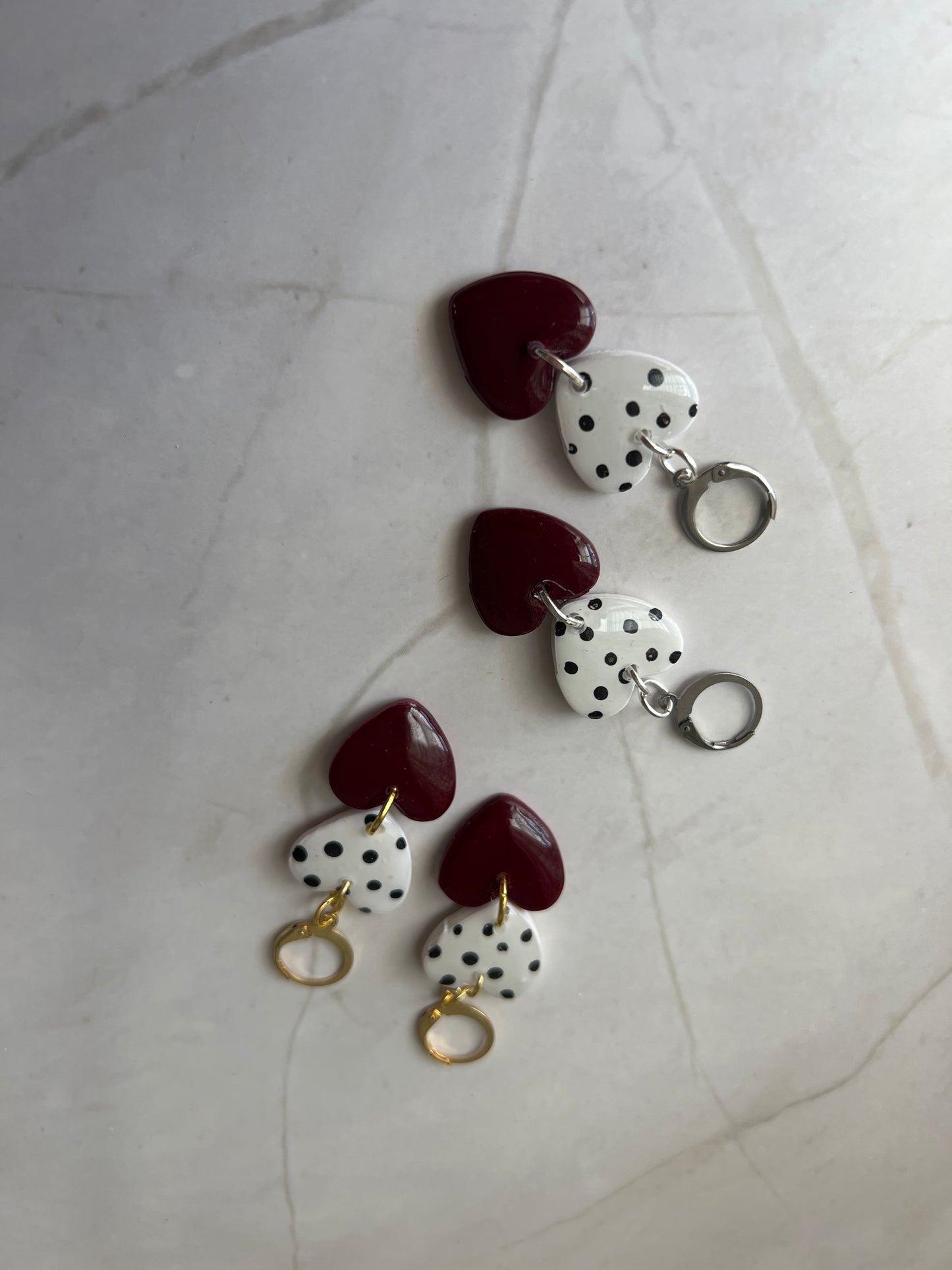 Polka Dot Heart Earrings