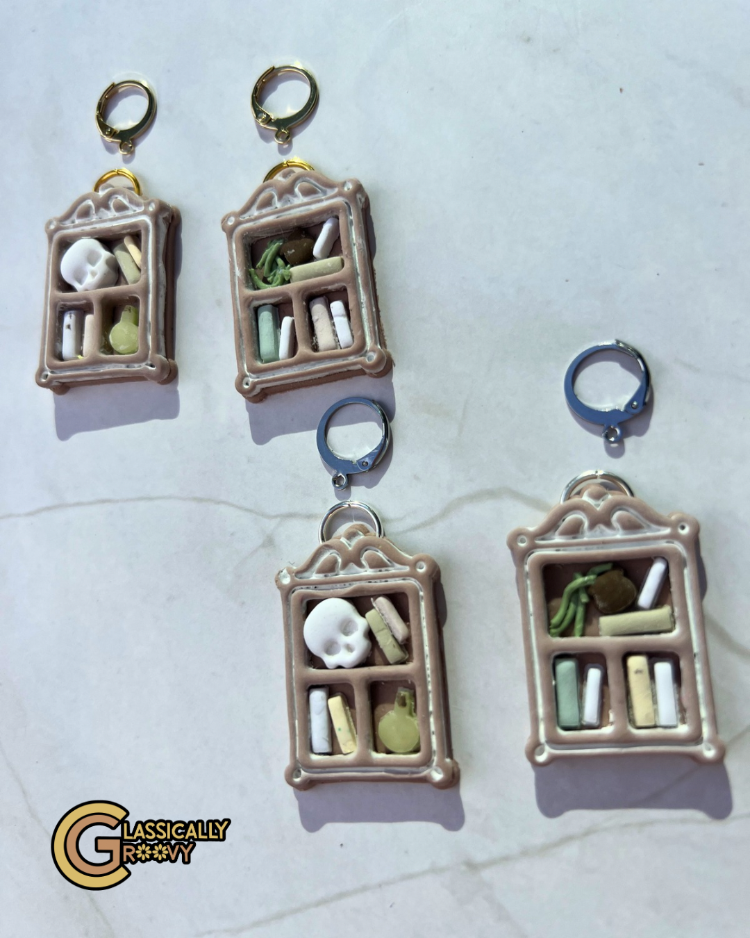 Victorian Apothecary Bookshelf Earrings