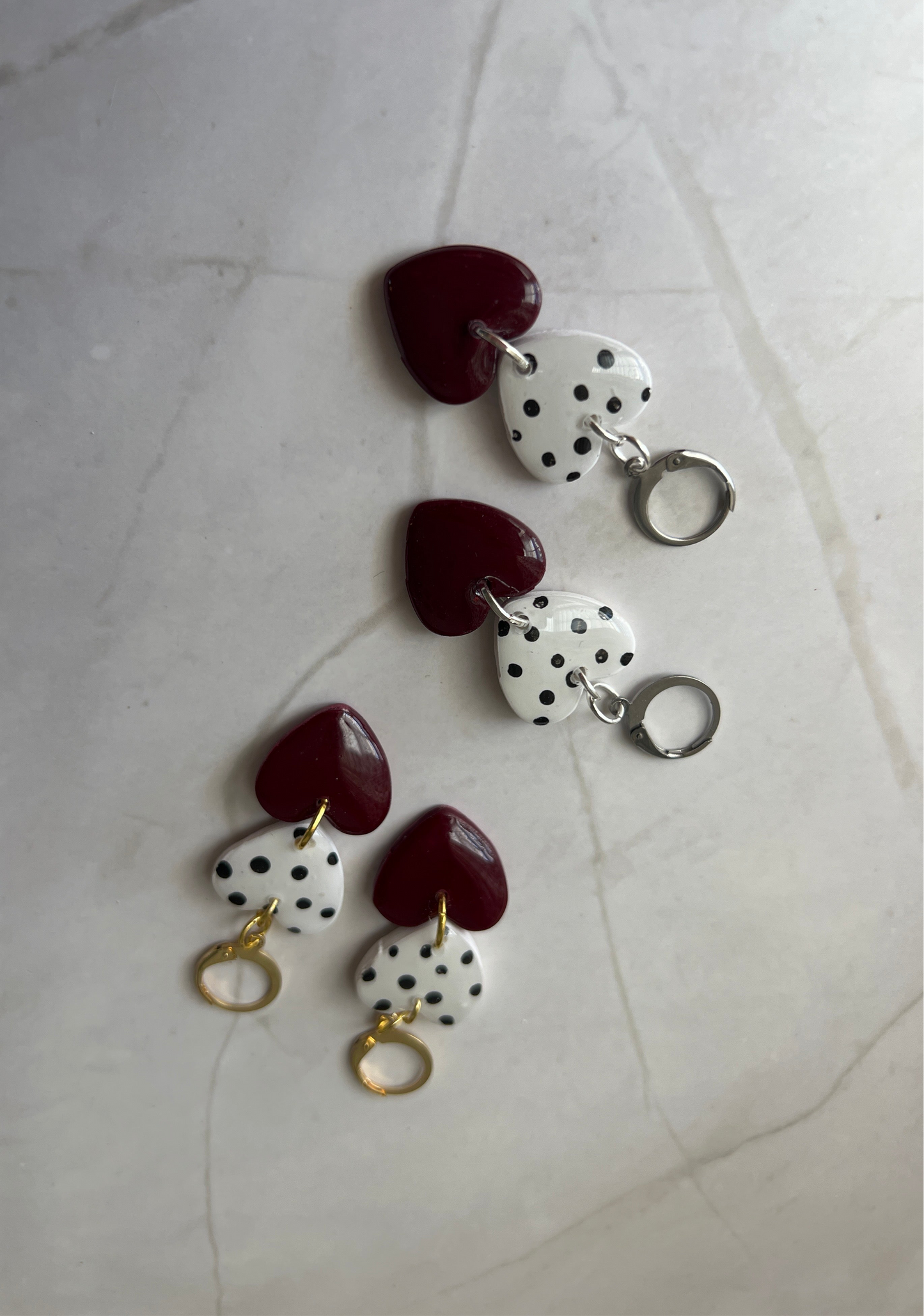 Polka Dot Heart Earrings