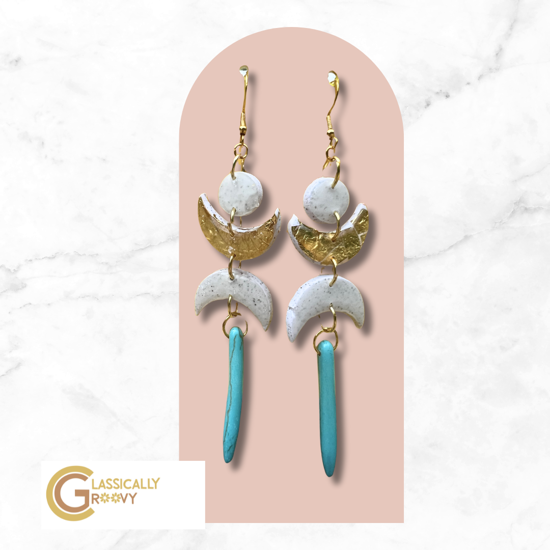 Turquoise Moon Child Earrings