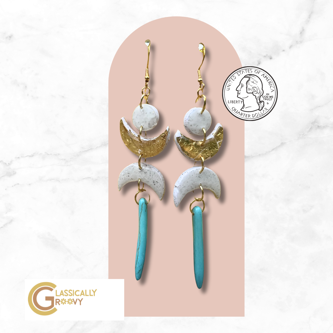 Turquoise Moon Child Earrings