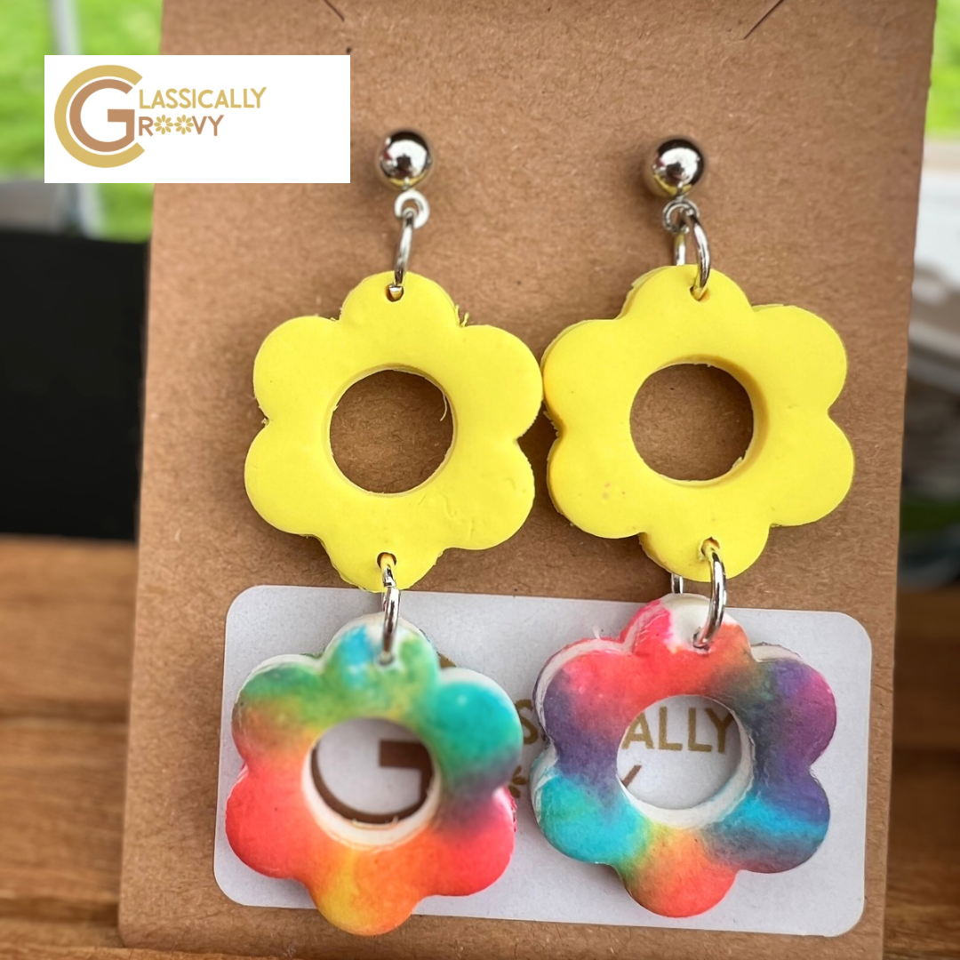 Groovy Tie Dye Flower Earrings