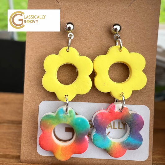 Groovy Tie Dye Flower Earrings