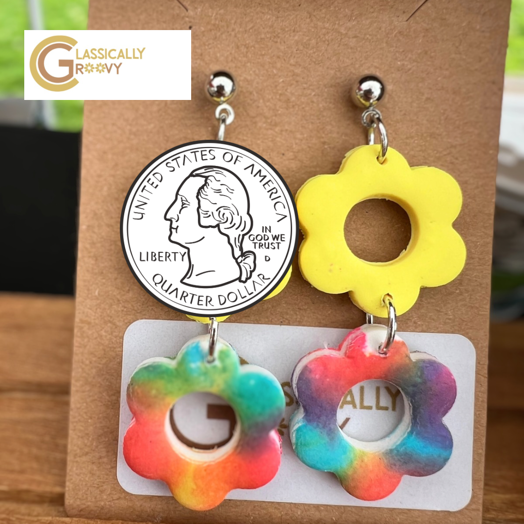 Groovy Tie Dye Flower Earrings