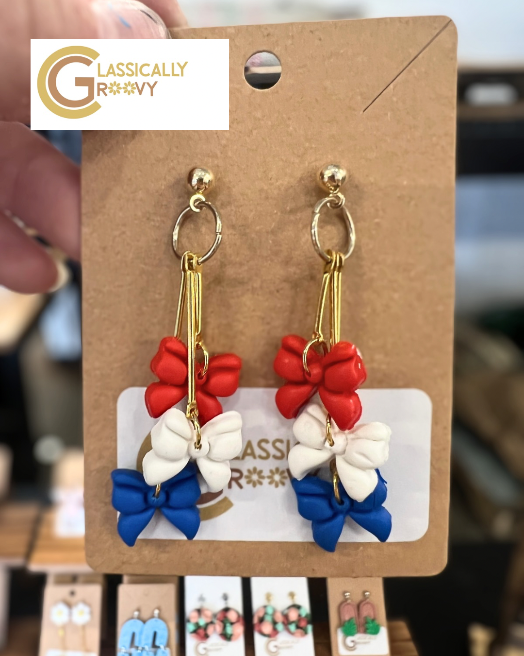 4th of July Bow Earrings