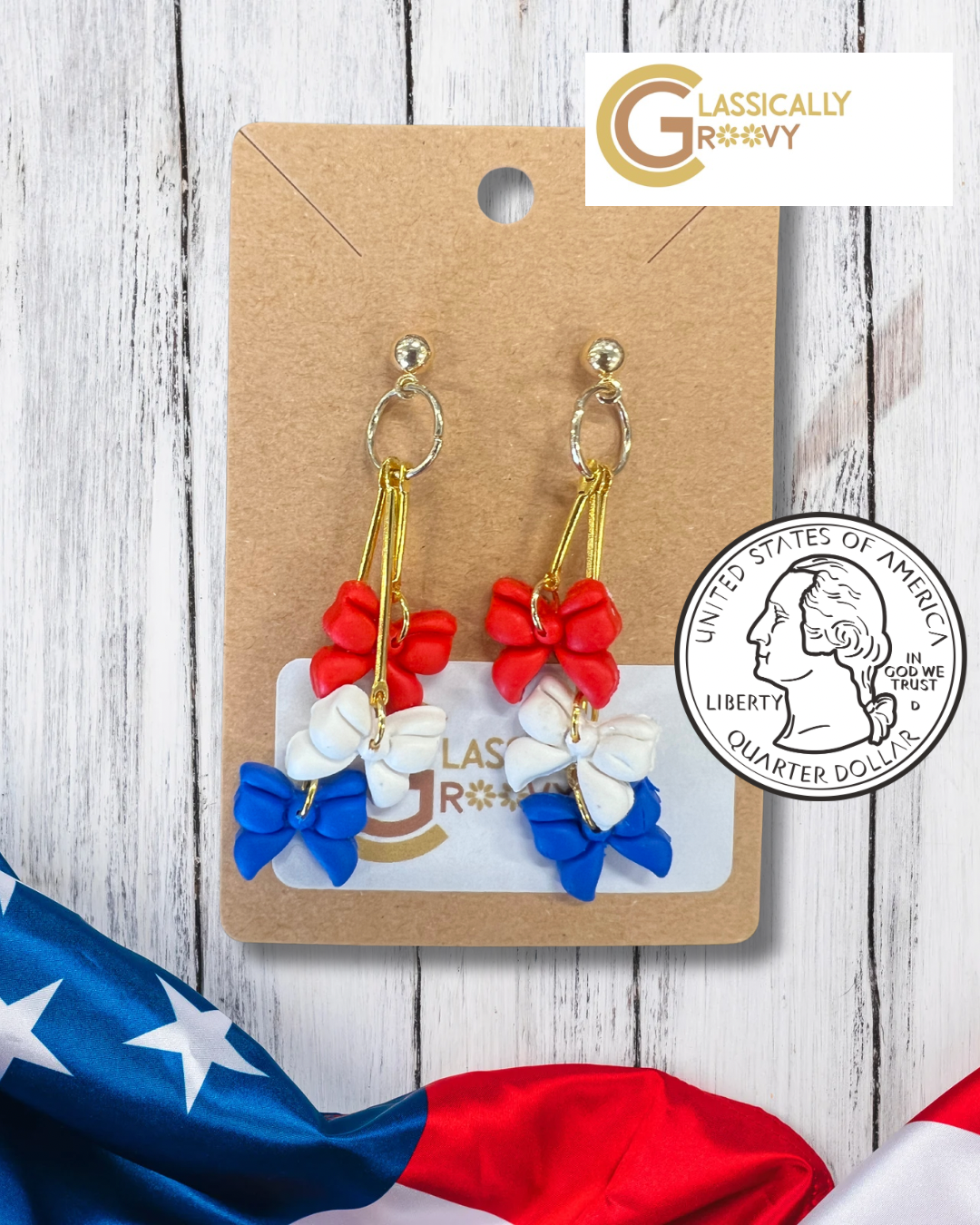 4th of July Bow Earrings