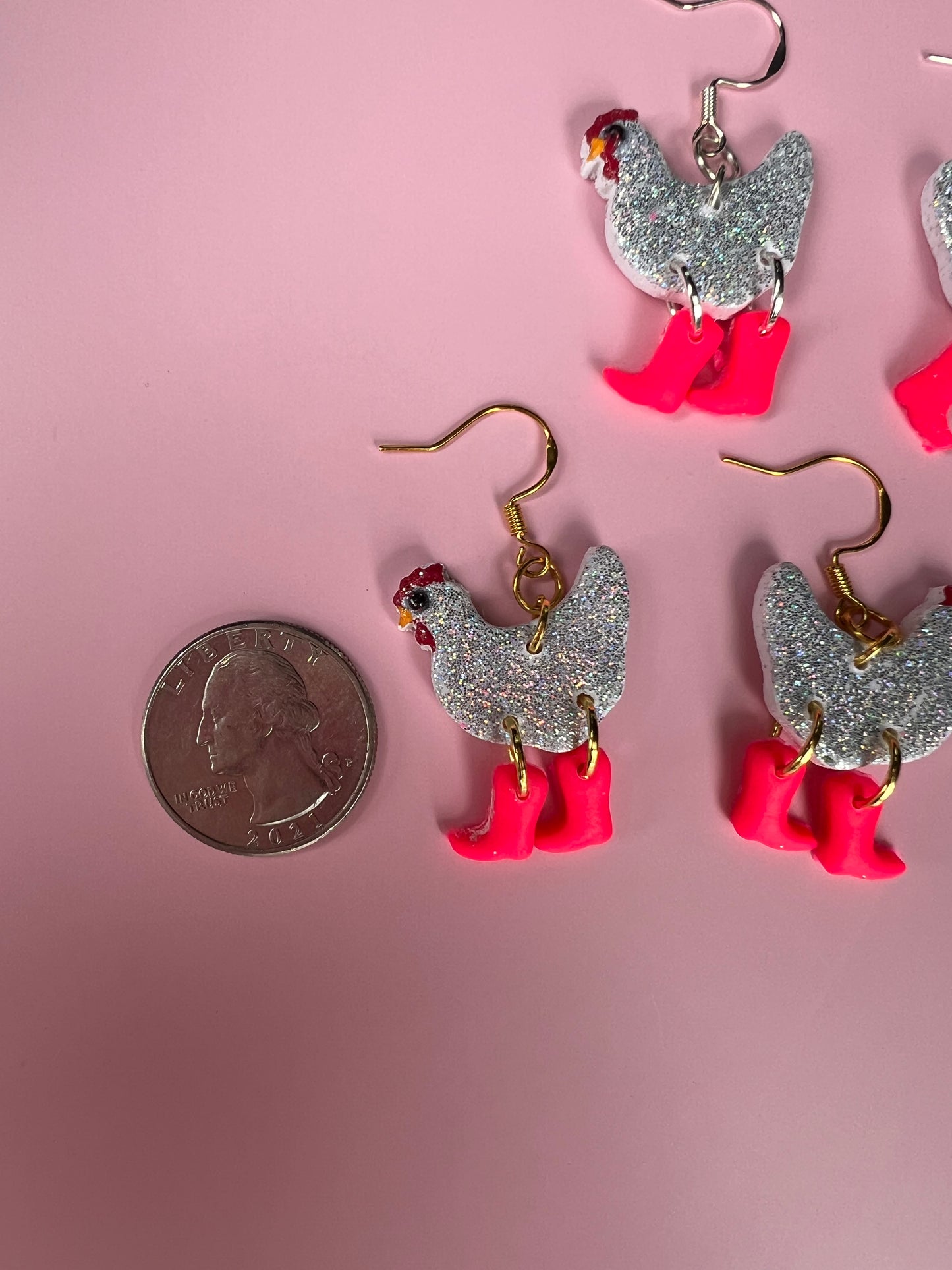 Disco Chicken Earrings