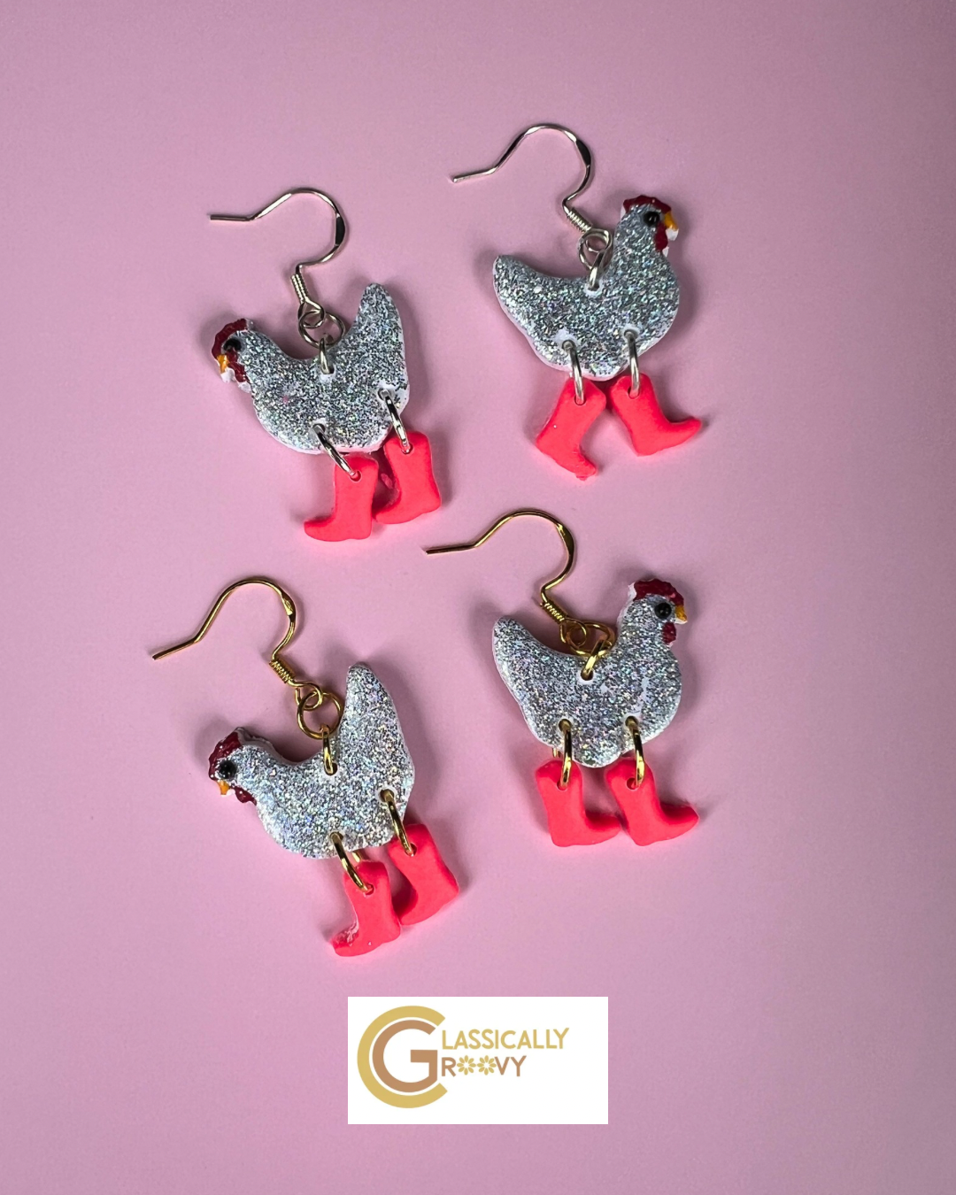 Disco Chicken Earrings