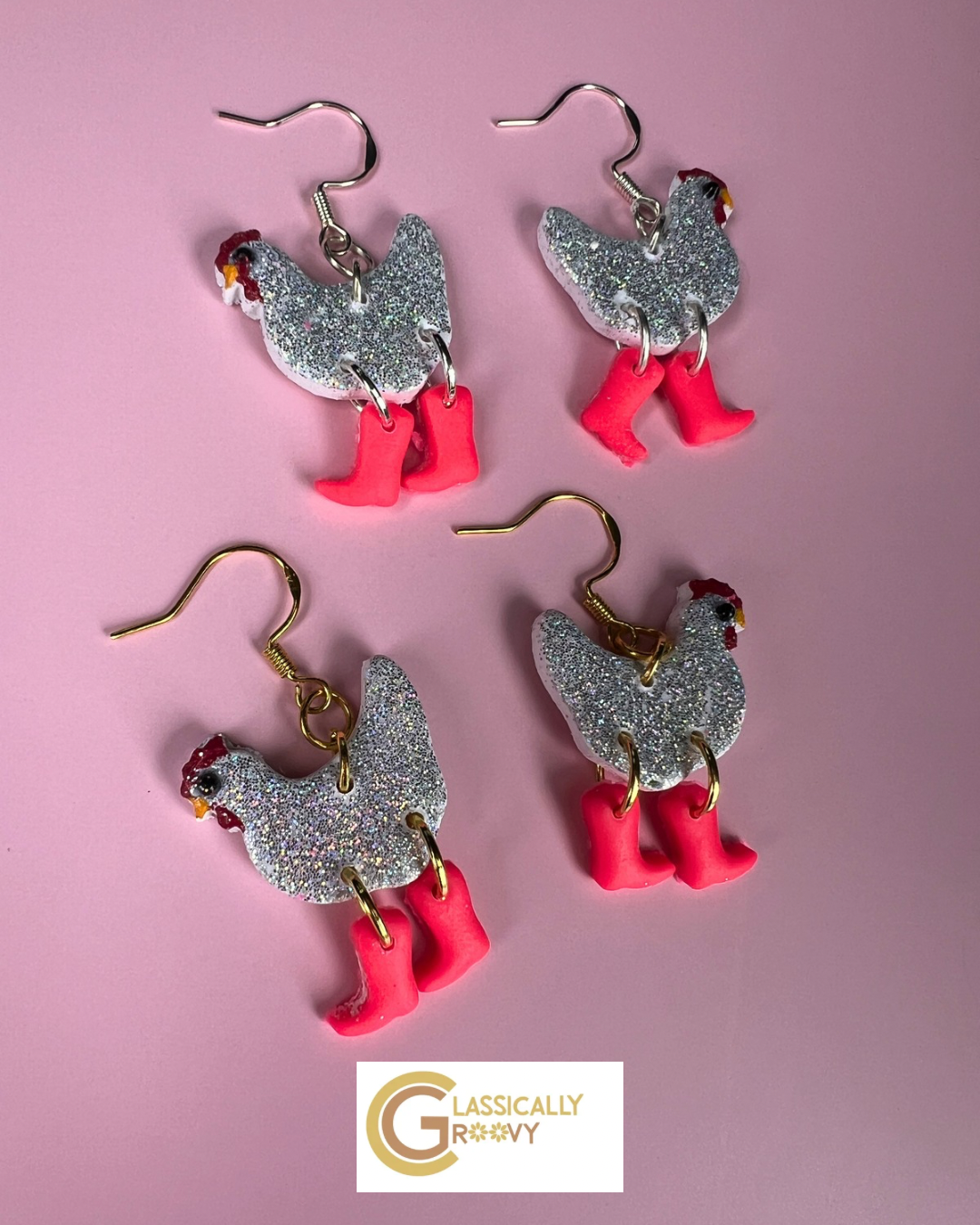 Disco Chicken Earrings