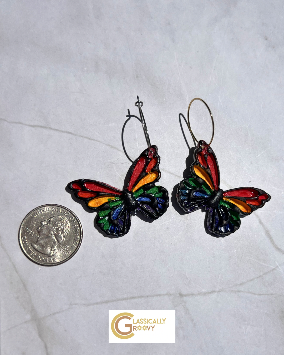 Rainbow Butterfly Hoops