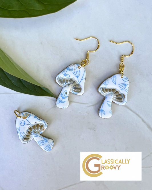 Porcelain mushroom earrings