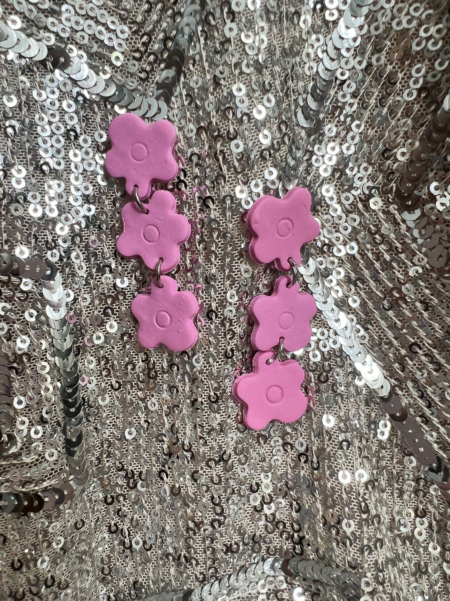 Pink Flower Earrings