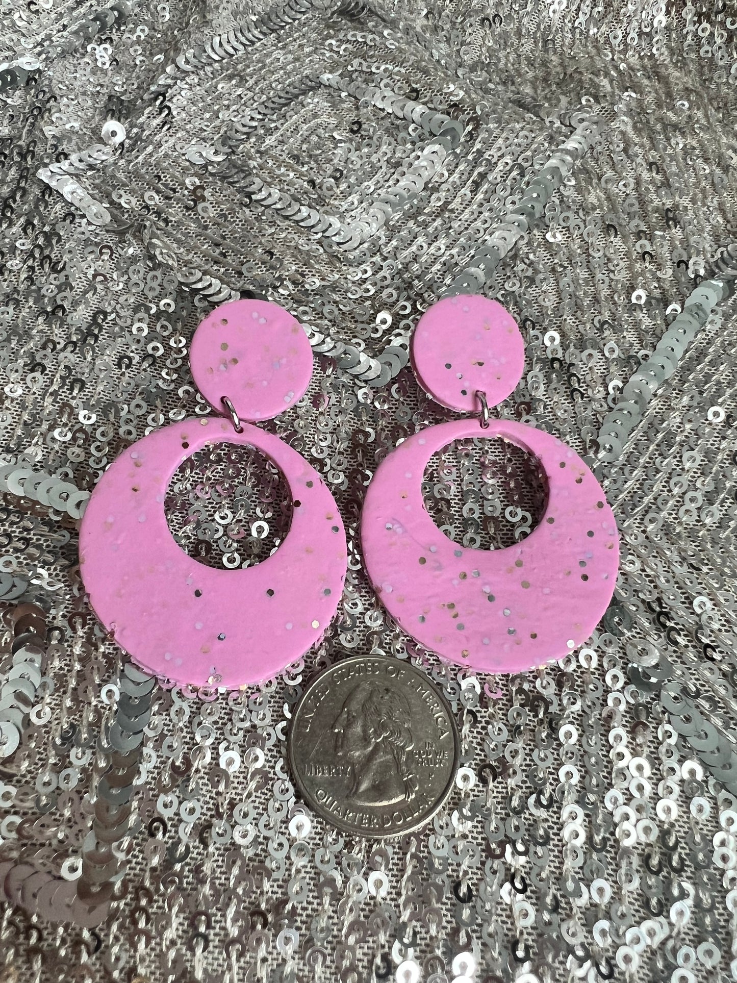 Sparkling Round Pink Earrings