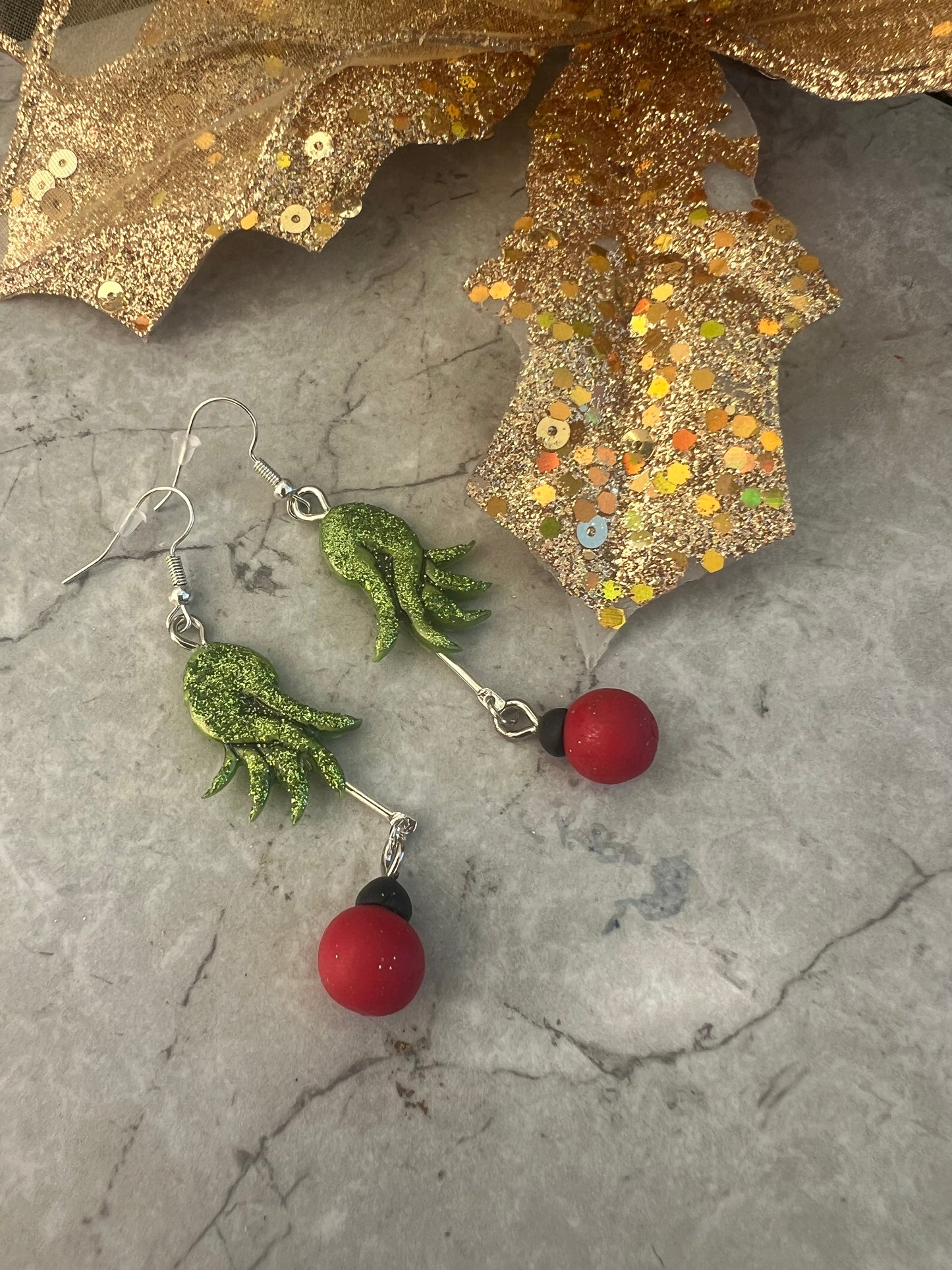 Christmas Monster Hand Earrings