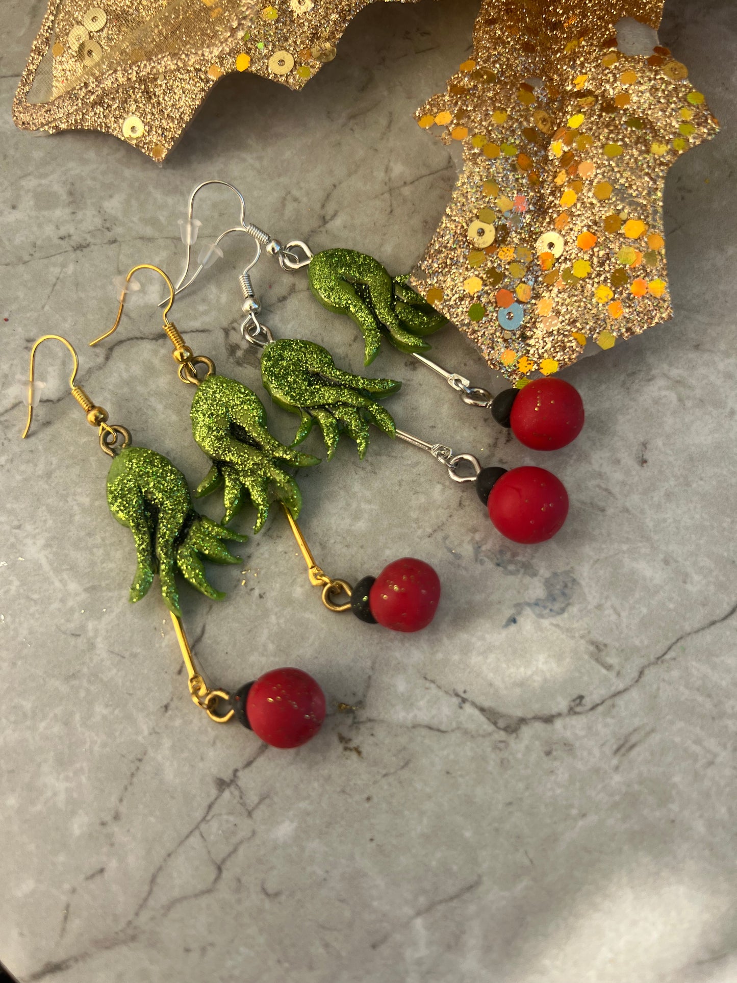 Christmas Monster Hand Earrings