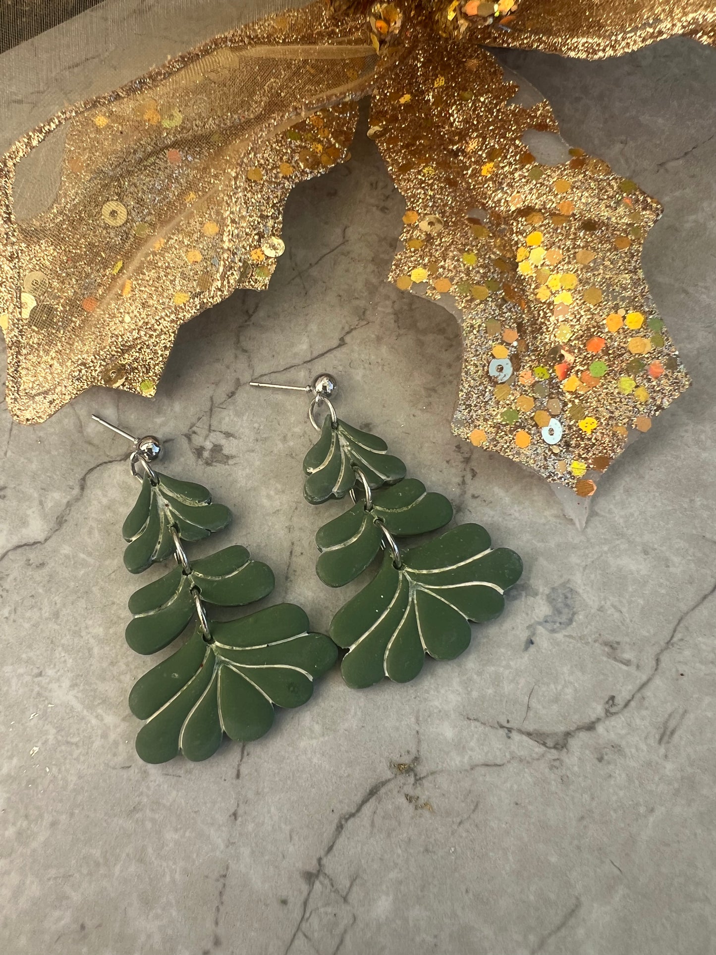 Layered Christmas Tree Earrings