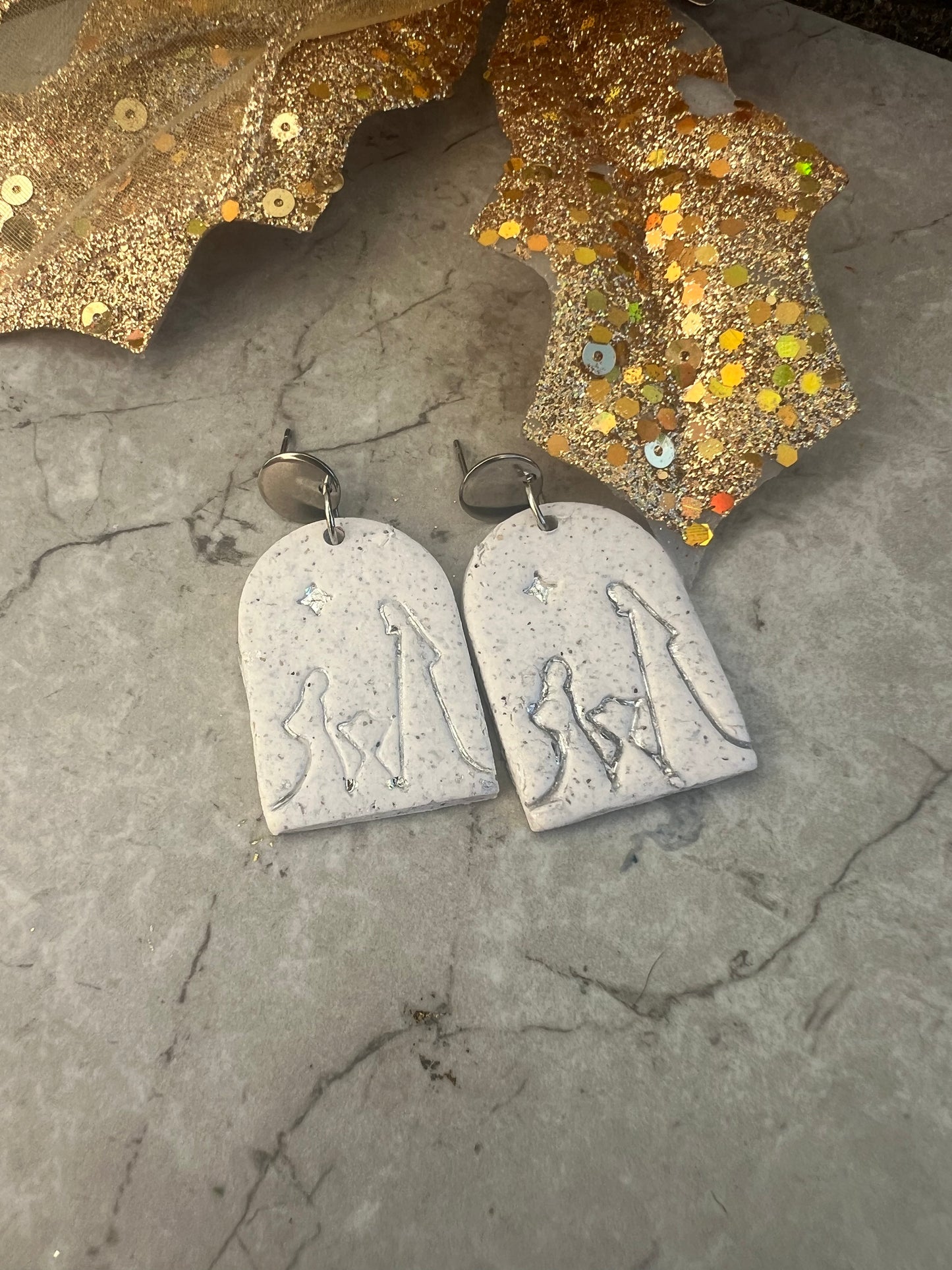 Nativity scene earrings