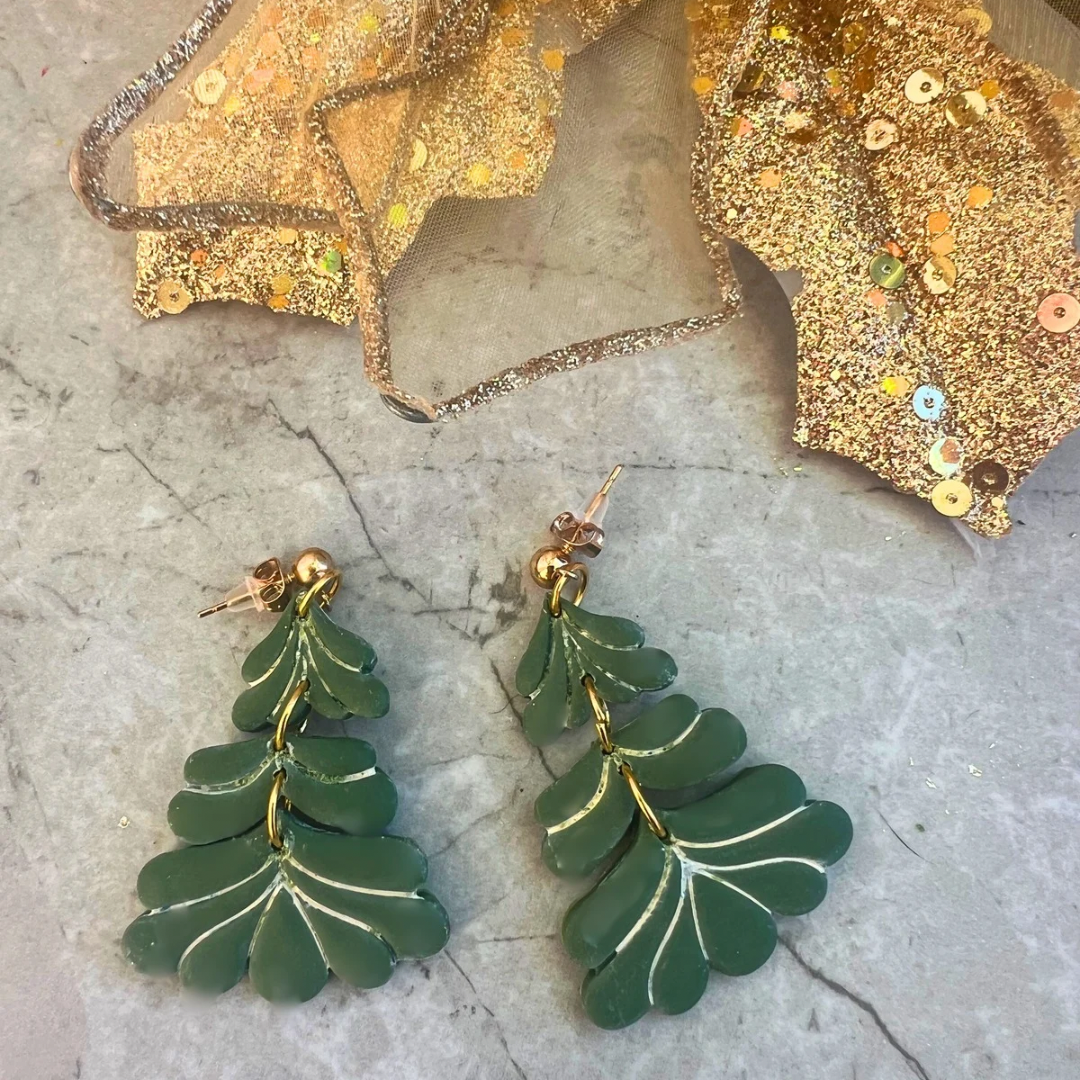 Layered Christmas Tree Earrings