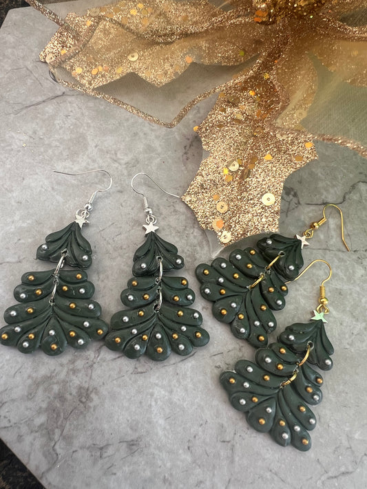 Decorated Christmas Tree Earrings