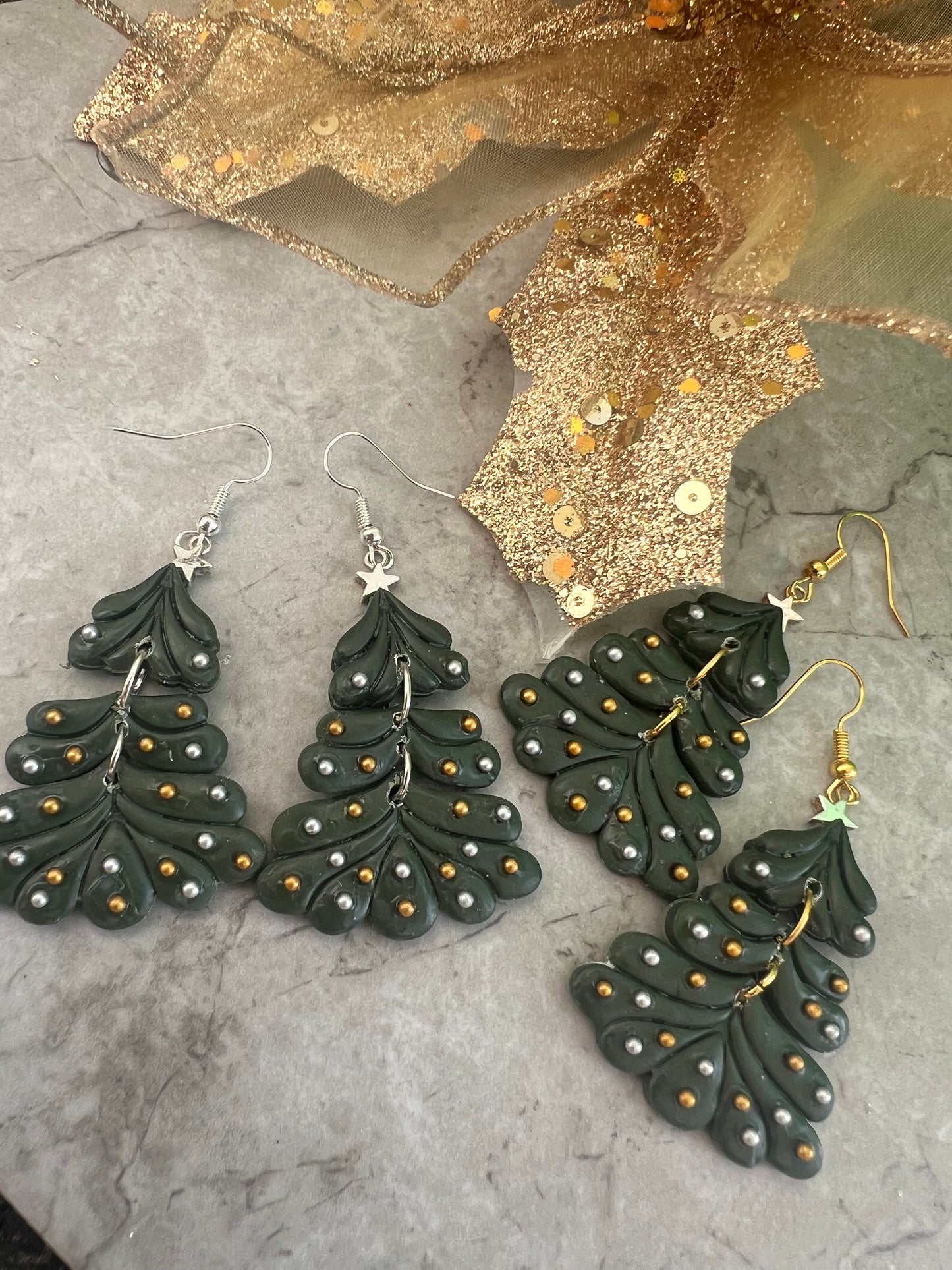 Decorated Christmas Tree Earrings