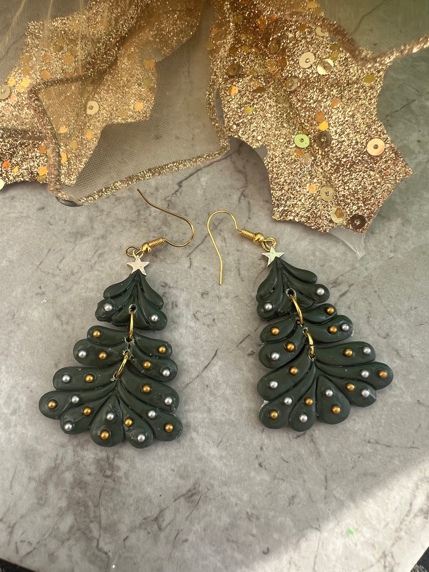 Decorated Christmas Tree Earrings