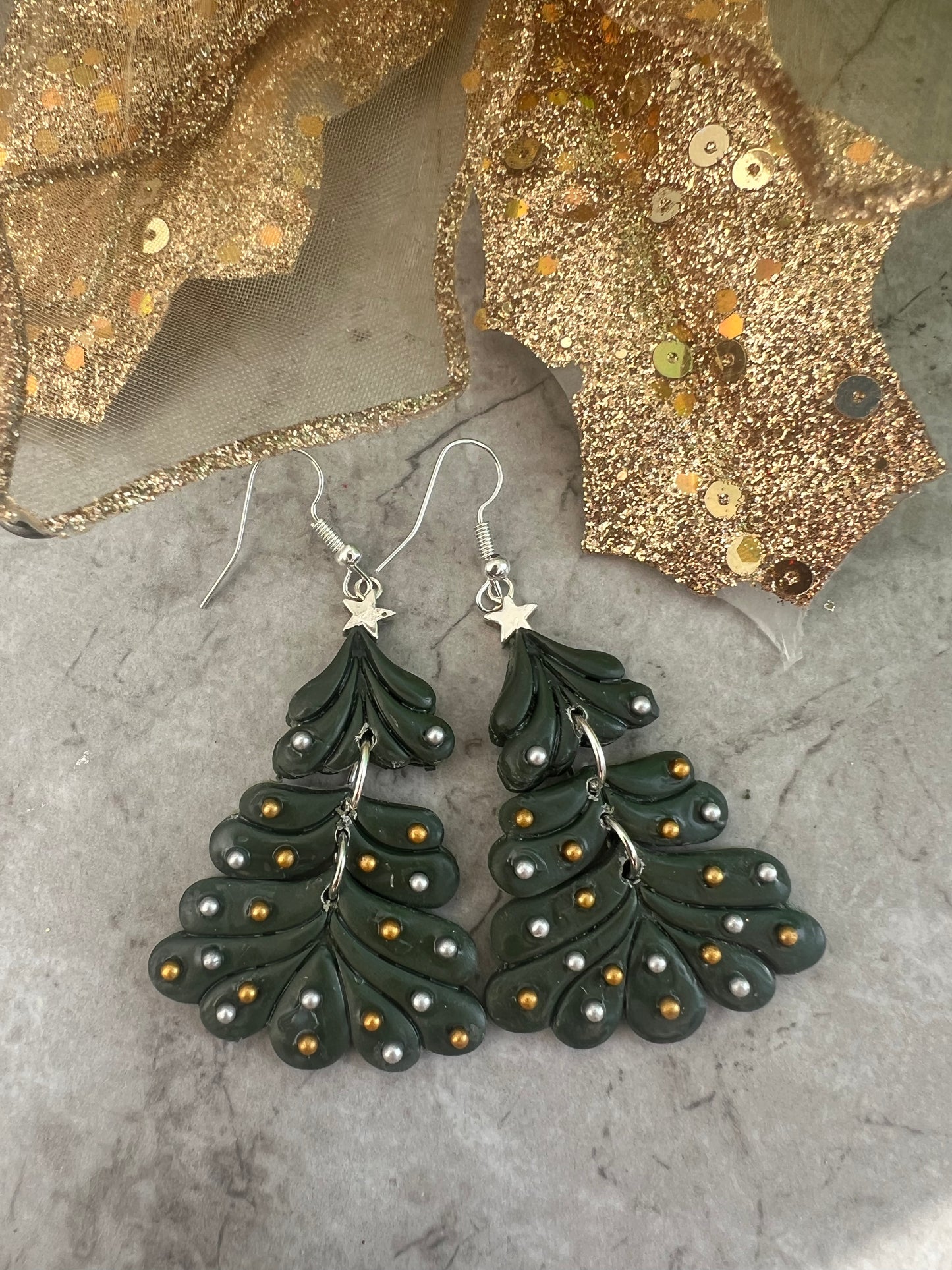 Decorated Christmas Tree Earrings