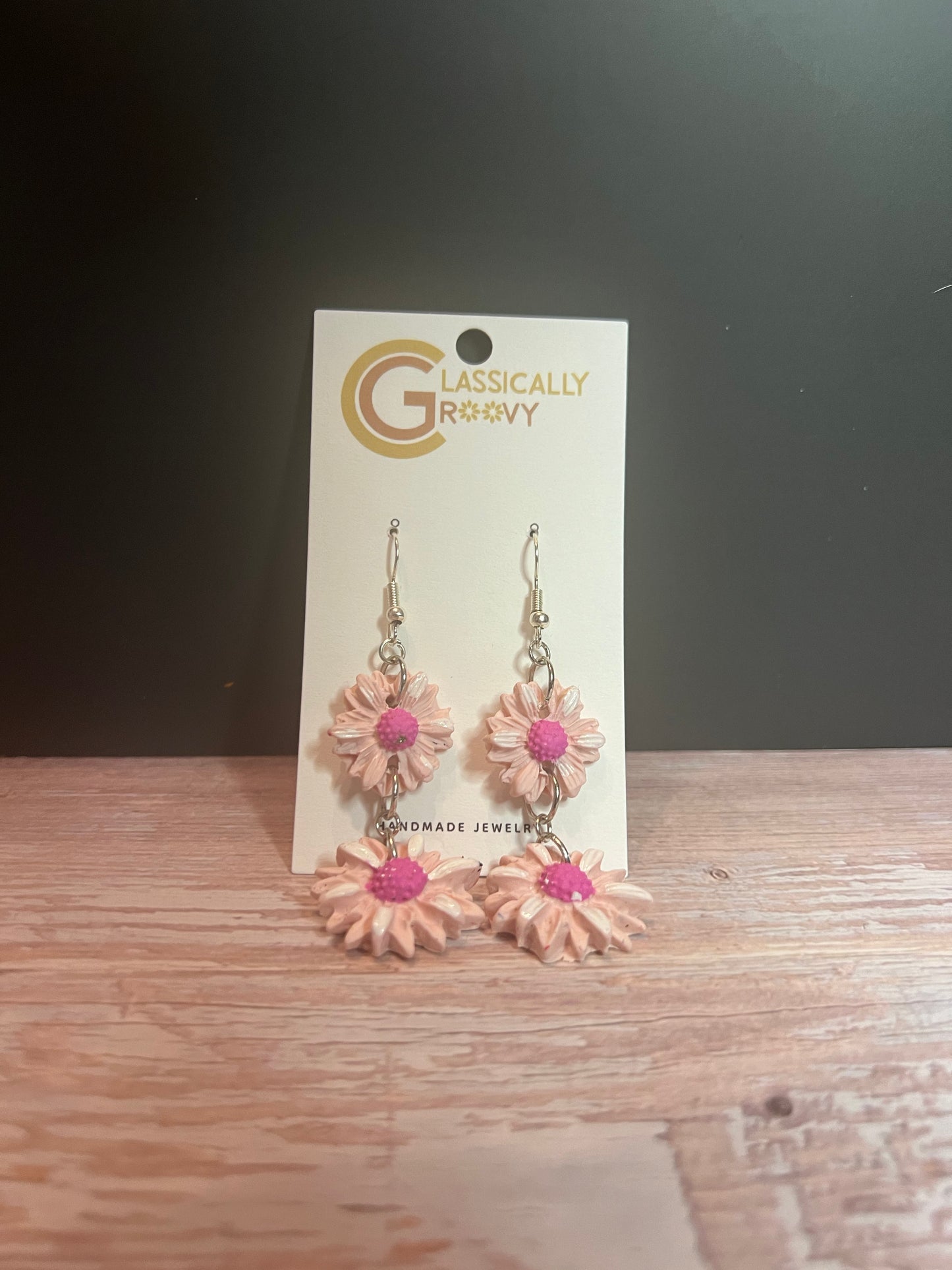 Pink Daisy Dangle Earrings