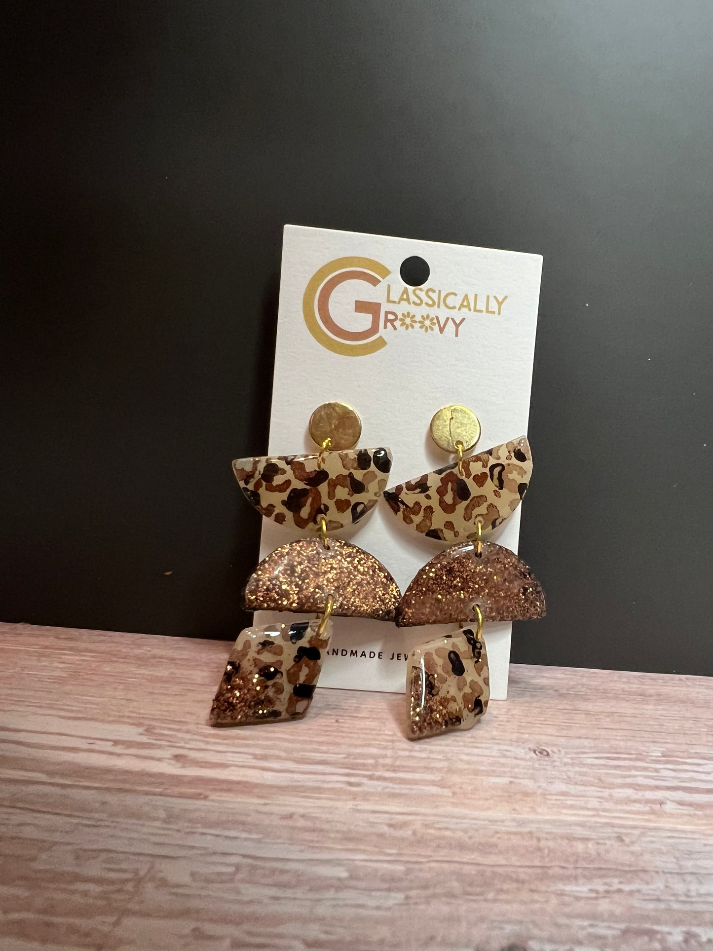 Bronze, Animal Print Earrings