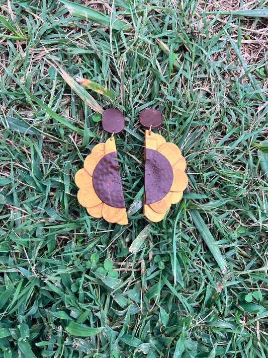 Large Sunflower Earrings